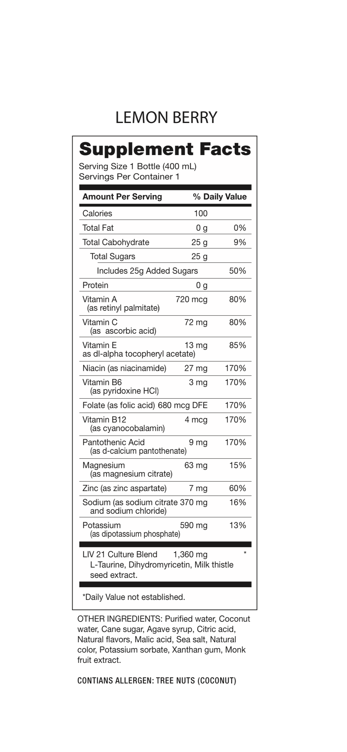 Lemon Berry Supplement Facts