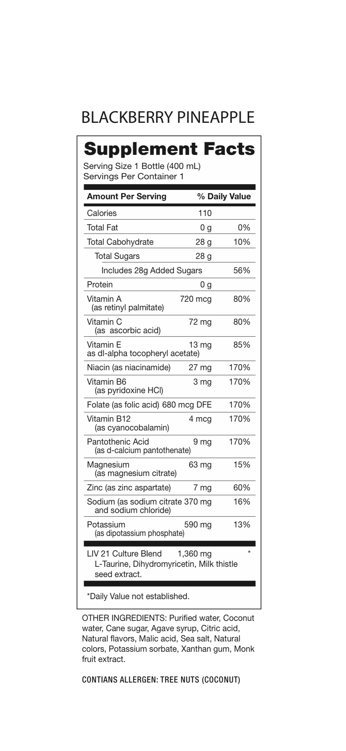 Blackberry Pineapple Supplement Facts